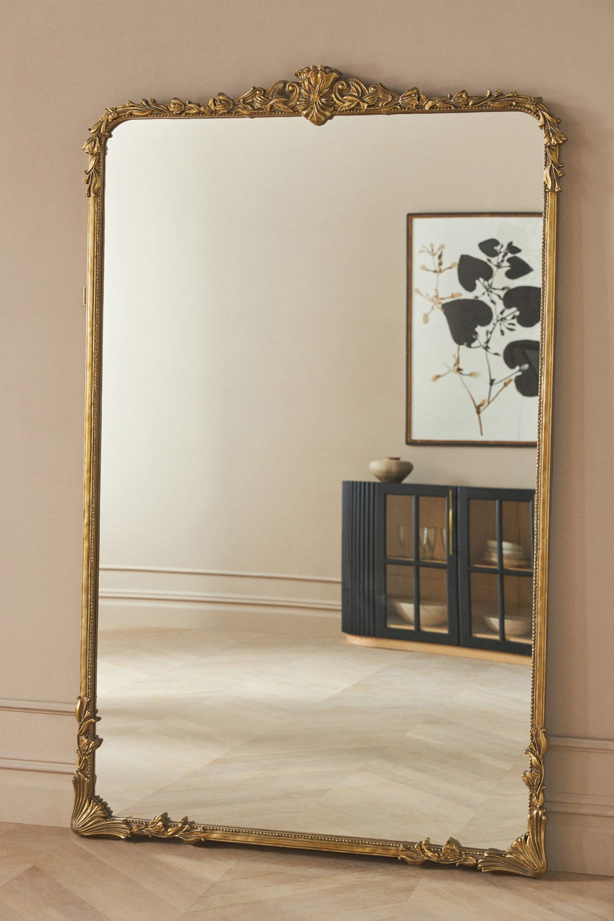 Katla Ornate Gold Floor Mirror, 6 ft, product view 2
