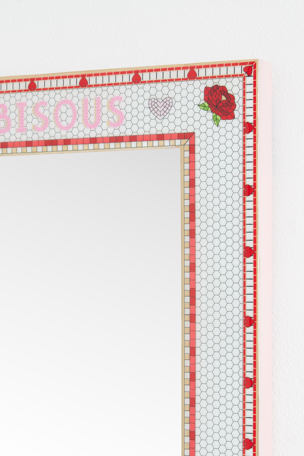 Kaffi Pink Mosaic Tile Rectangular Wall Mirror, product view 3