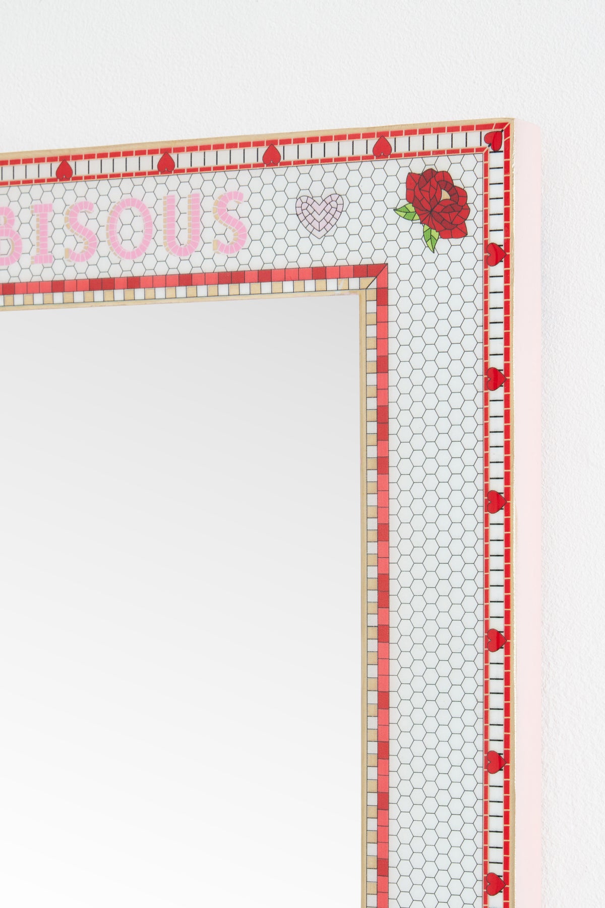 Kaffi Pink Mosaic Tile Rectangular Wall Mirror, product view 3