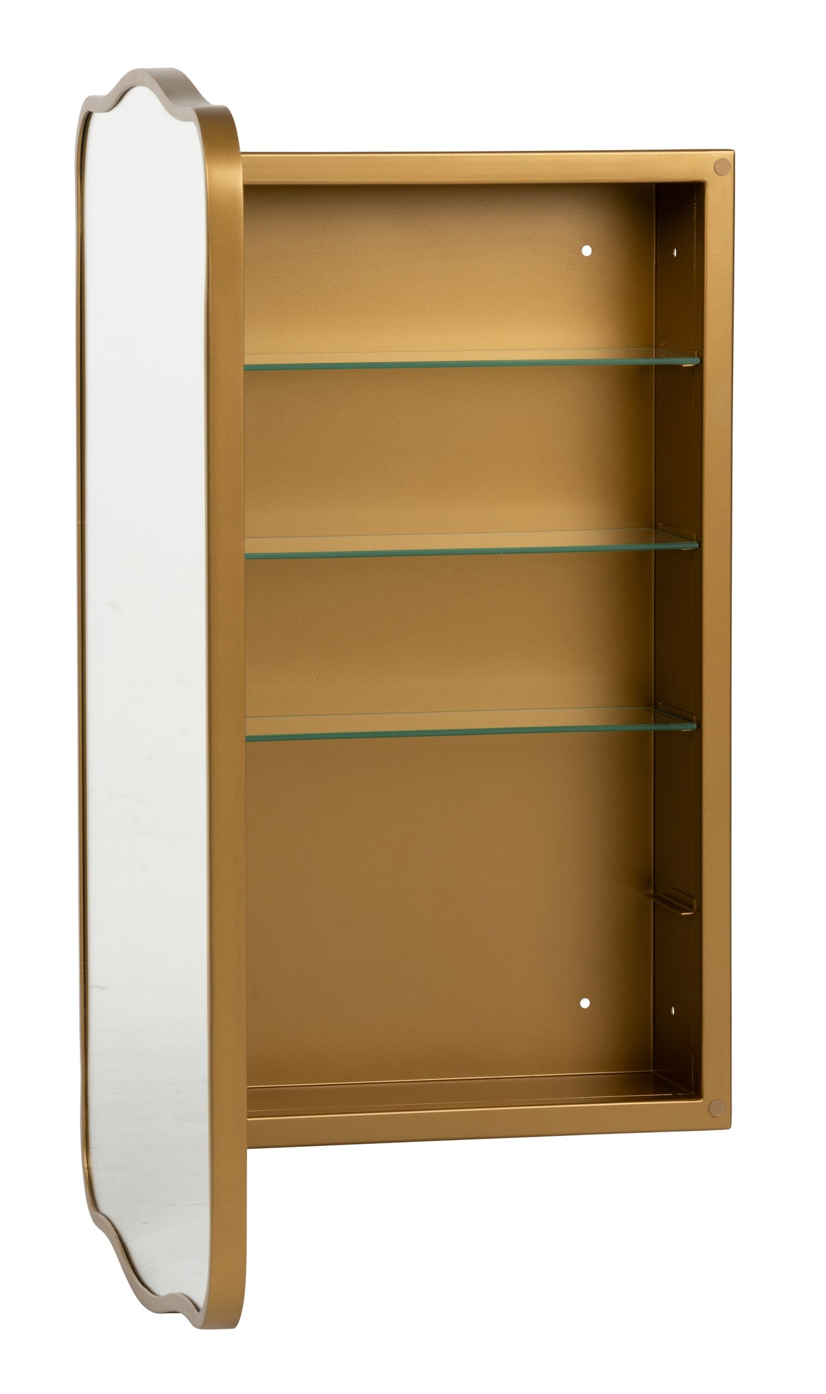 Selja Curved-Edge Gold Metal Medicine Cabinet, product view 3
