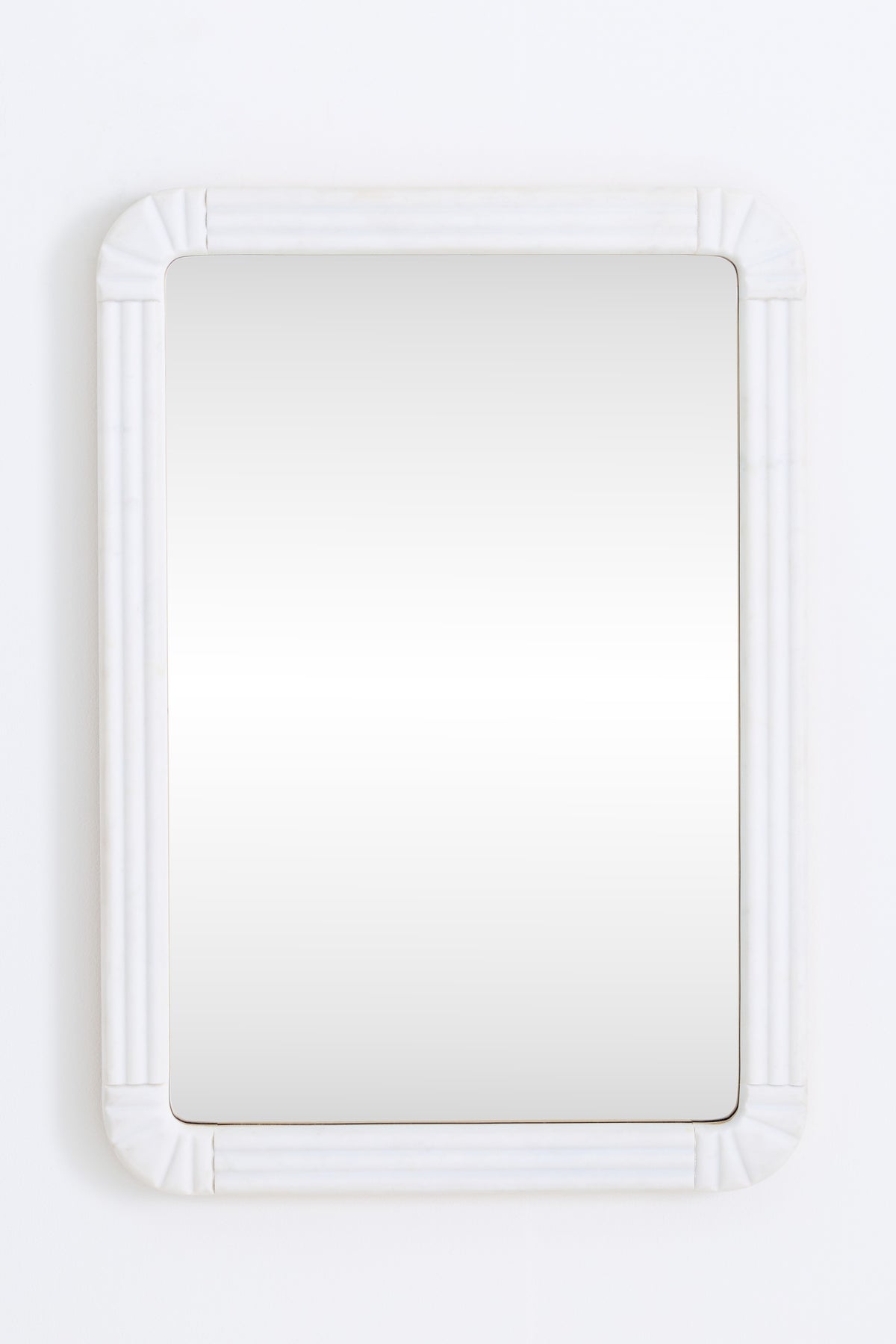 Hvita Fluted White Marble Rectangular Wall Mirror in 010 White, product view 1