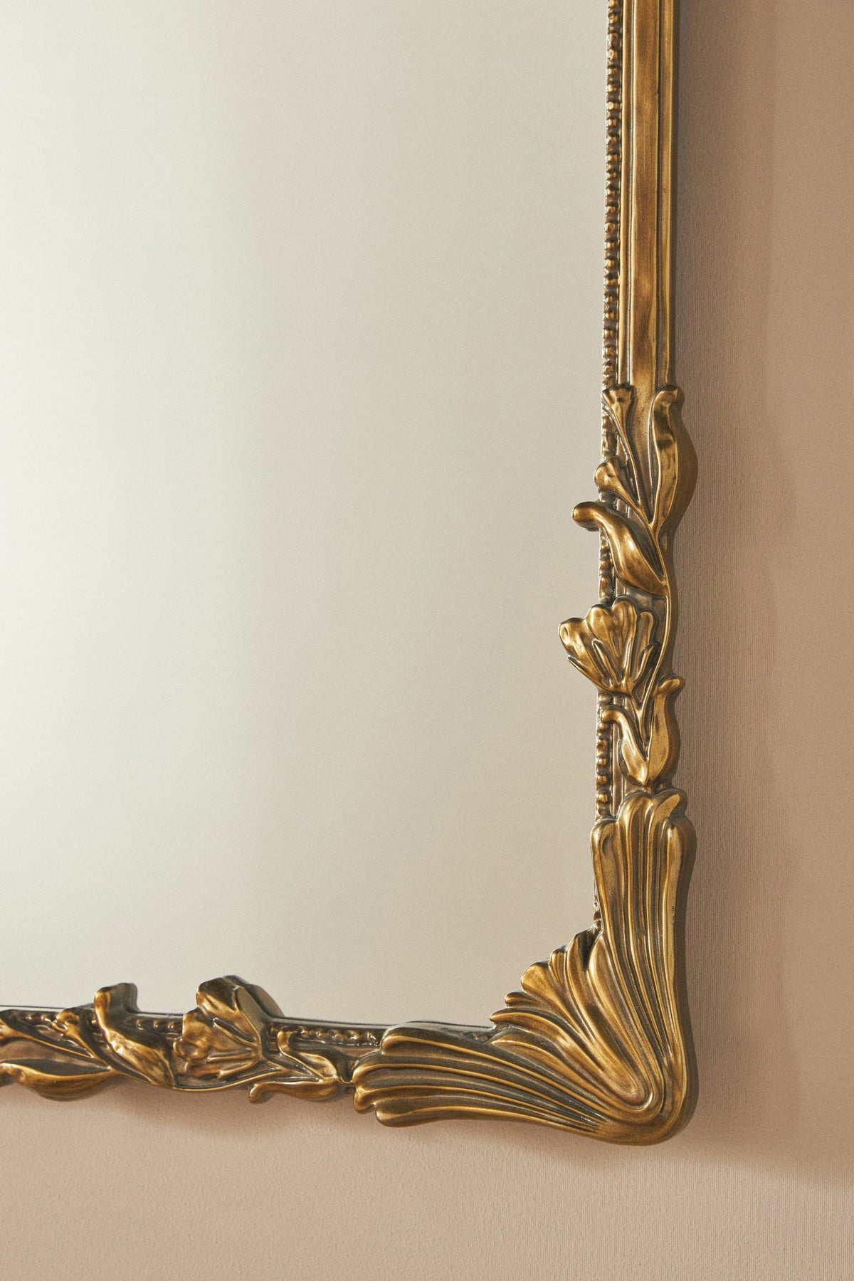 Katla Ornate Gold Rectangular Mantel Mirror, product view 4