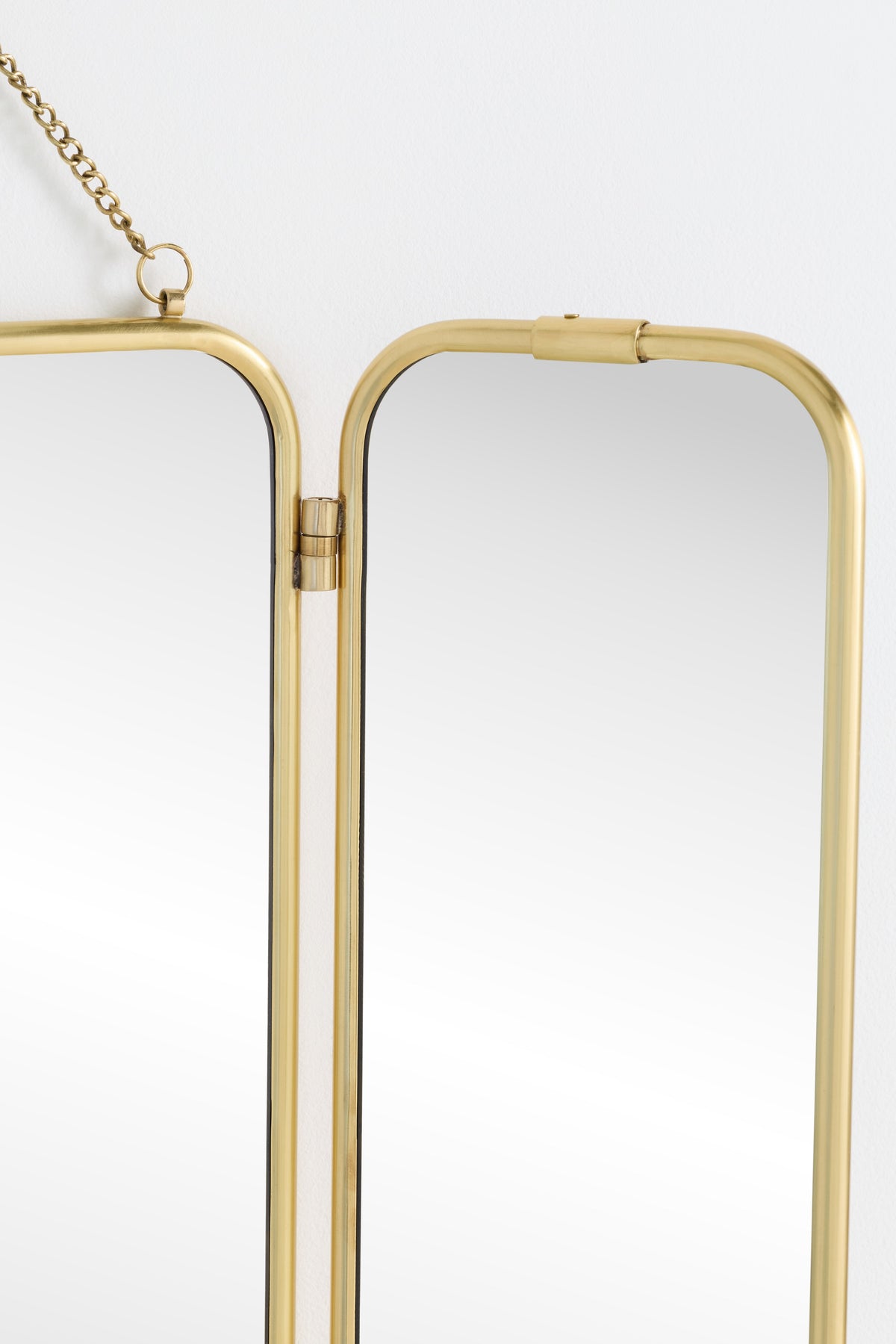 Hanna Brass Trifold Wall Mirror with Hanging Chain, product view 3