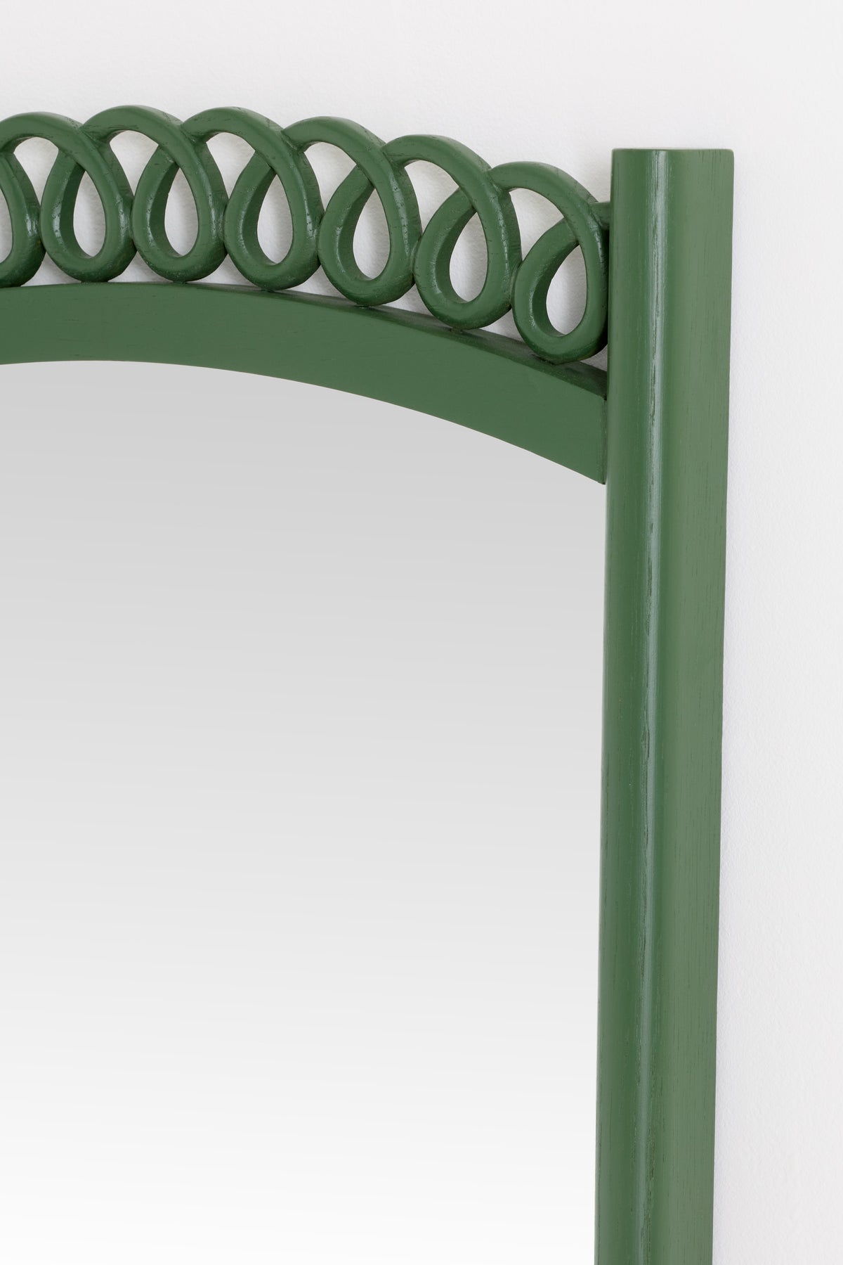 Runa Looped Ash Wood Tapered Wall Mirror in Green, product view 5