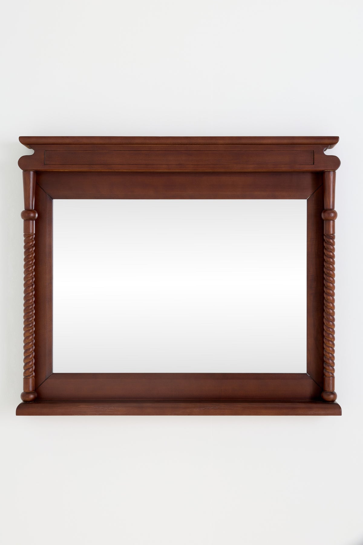 Gunnar Twisted Column Ash Wood Mantel Mirror in Brown, product view 1
