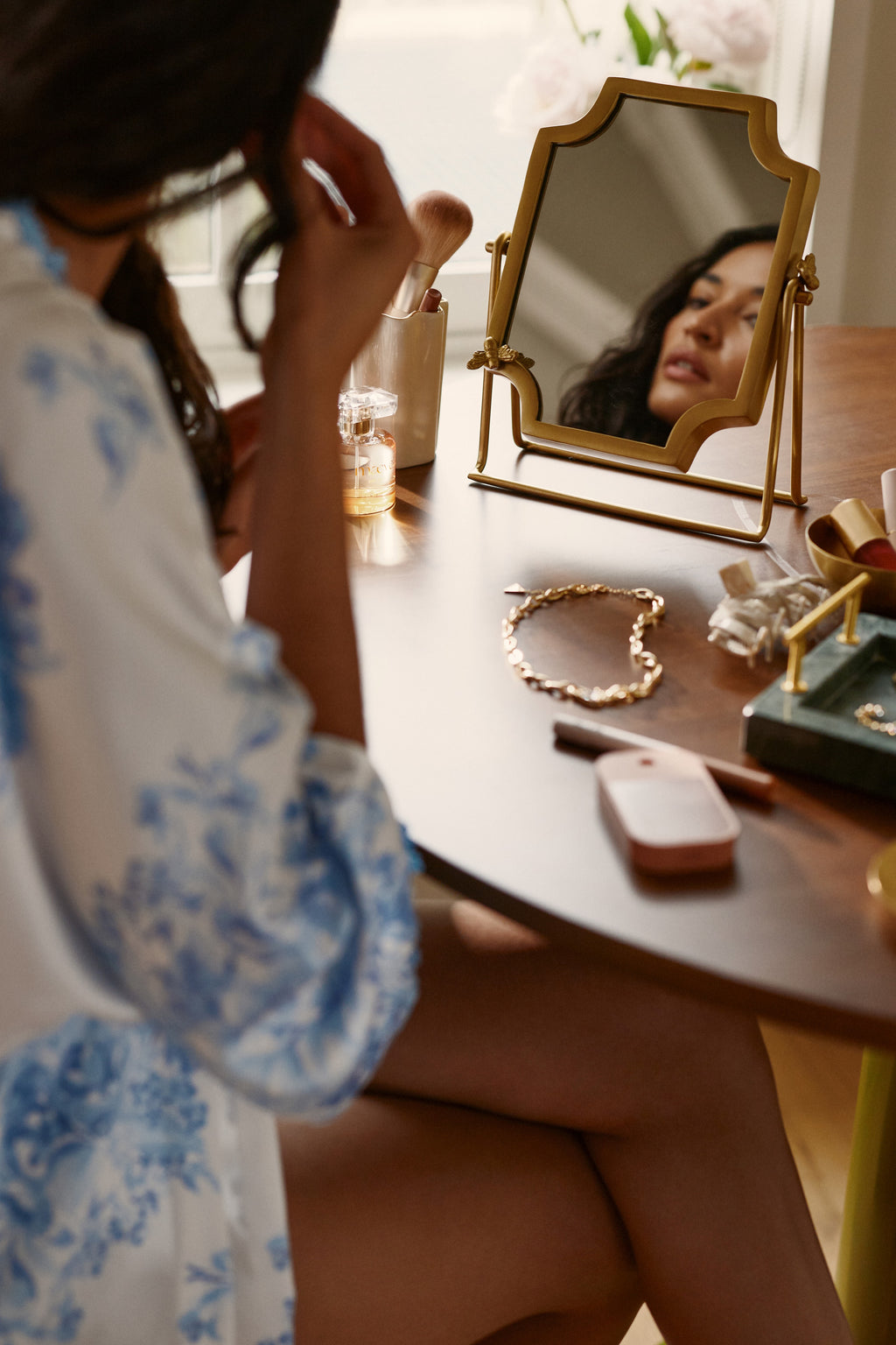 Engi Bee Pivoting Tabletop Vanity Mirror, Brass Finish, product view 4
