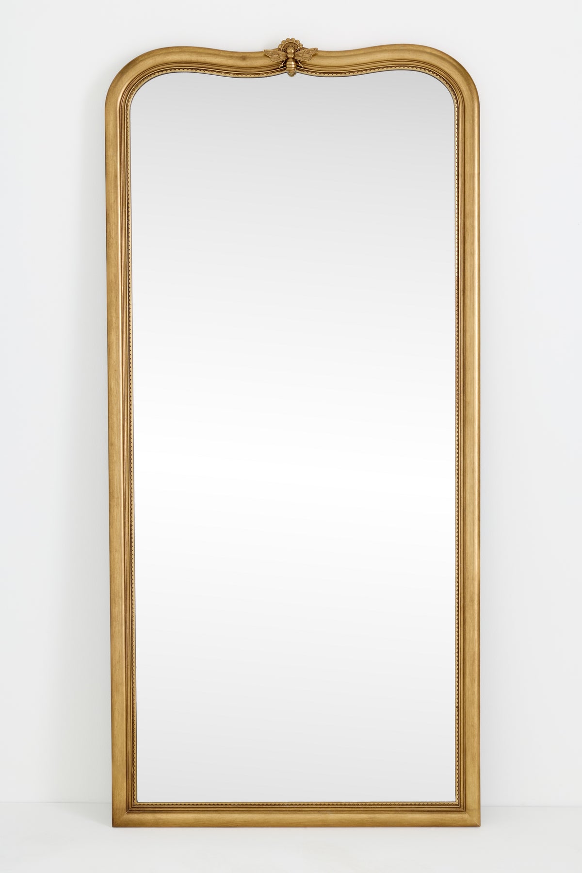 Sumar Bee Crest Arched Gold Floor Mirror in Brass, product view 2