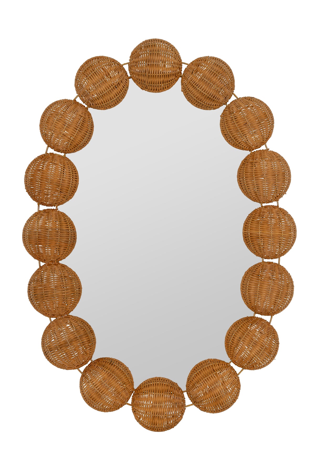 Kula Woven Rattan Sphere Oval Wall Mirror in 025 Honey, product view 1