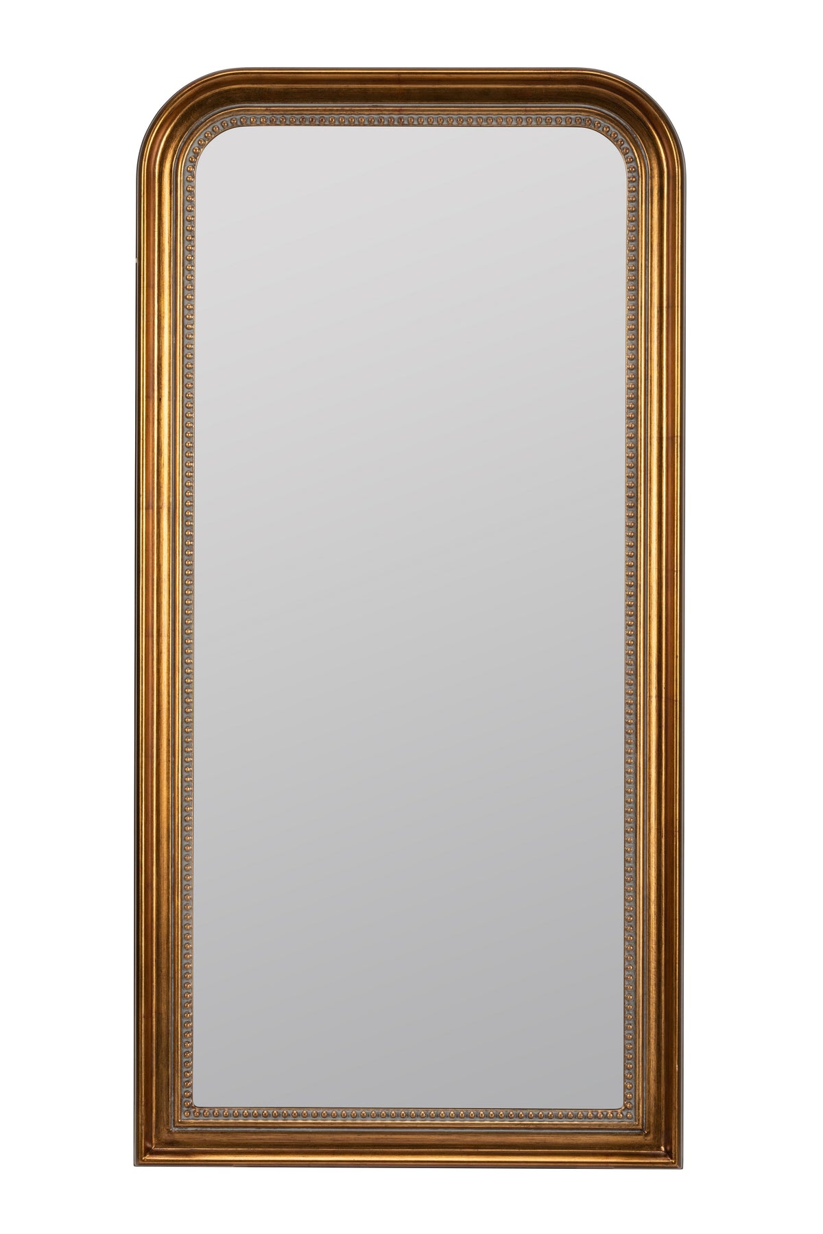 Gamla Arched Wall Mirror, Antique Brass Finish in Gold, product view 1