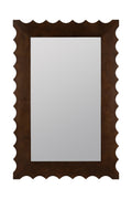 Torfi Scalloped Wood Wall Mirror, Walnut Finish, product view 1