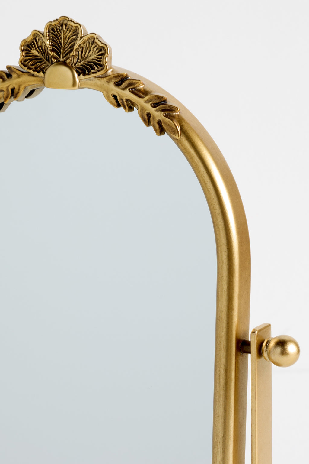Hafdis Arched Gold Pivoting Tabletop Vanity Mirror in Brass, product view 2