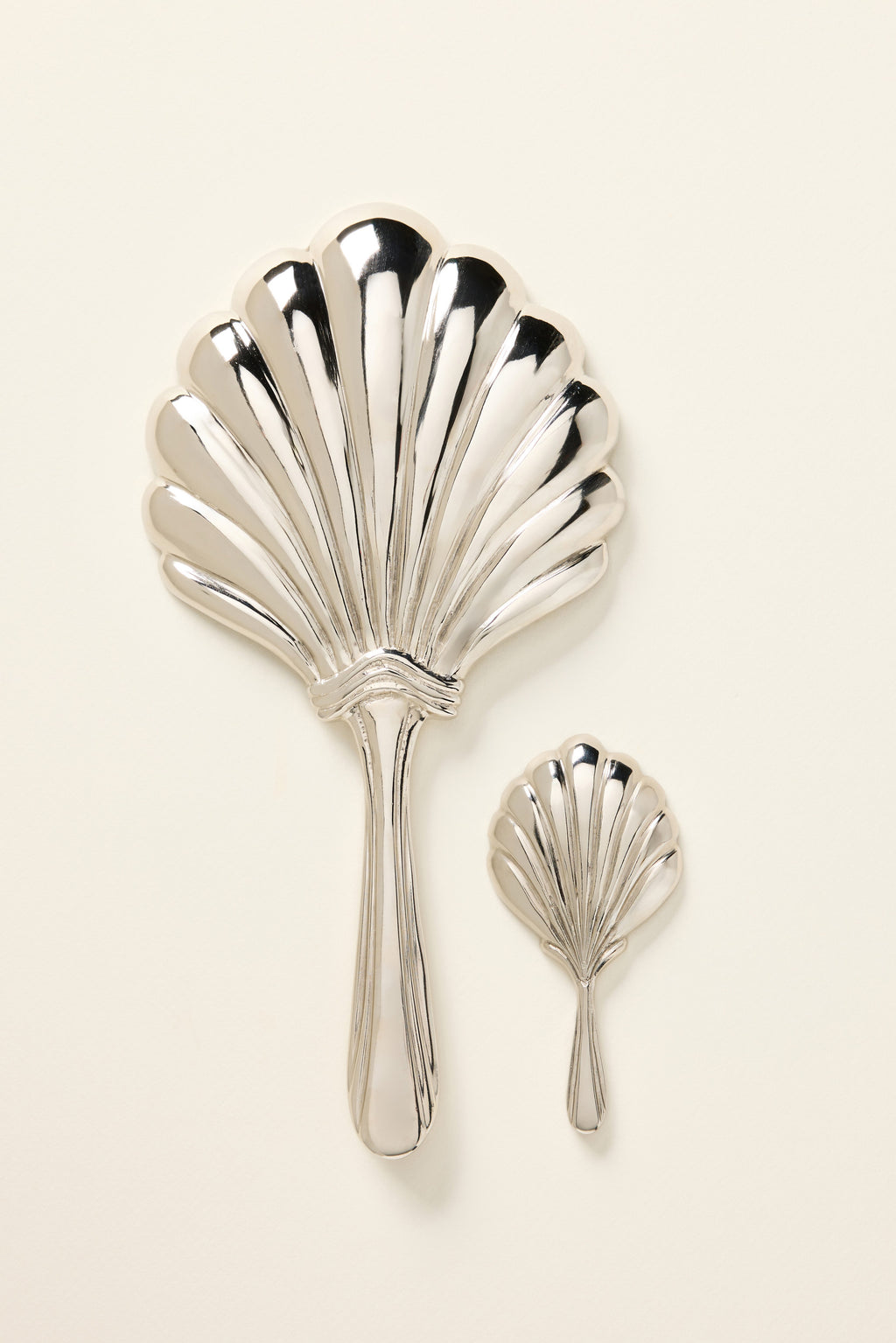Unnur Scallop Shell Hand Mirror, Chrome Finish in Full Size, product view 2