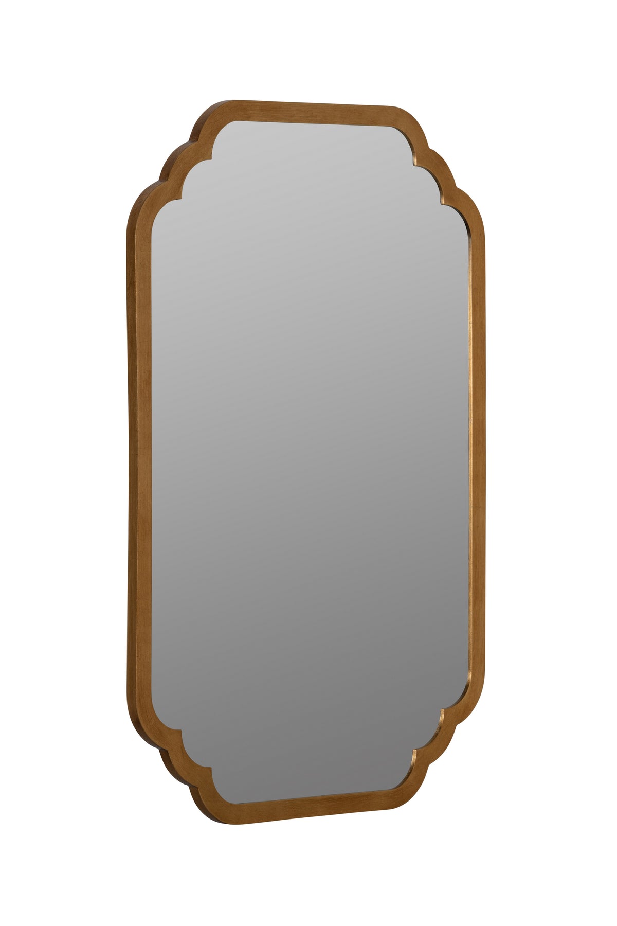 Olof Scalloped-Corner Rectangular Wall Mirror in 070 Gold, product view 6