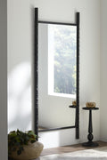 Stigi Carved Pine Full-Length Mirror, Floor or Wall in Black, product view 1