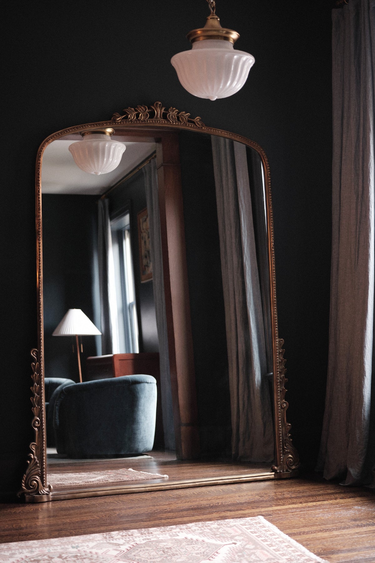 Hekla Oversized Baroque Arched Floor Mirror, 7 ft in Gold, product view 4