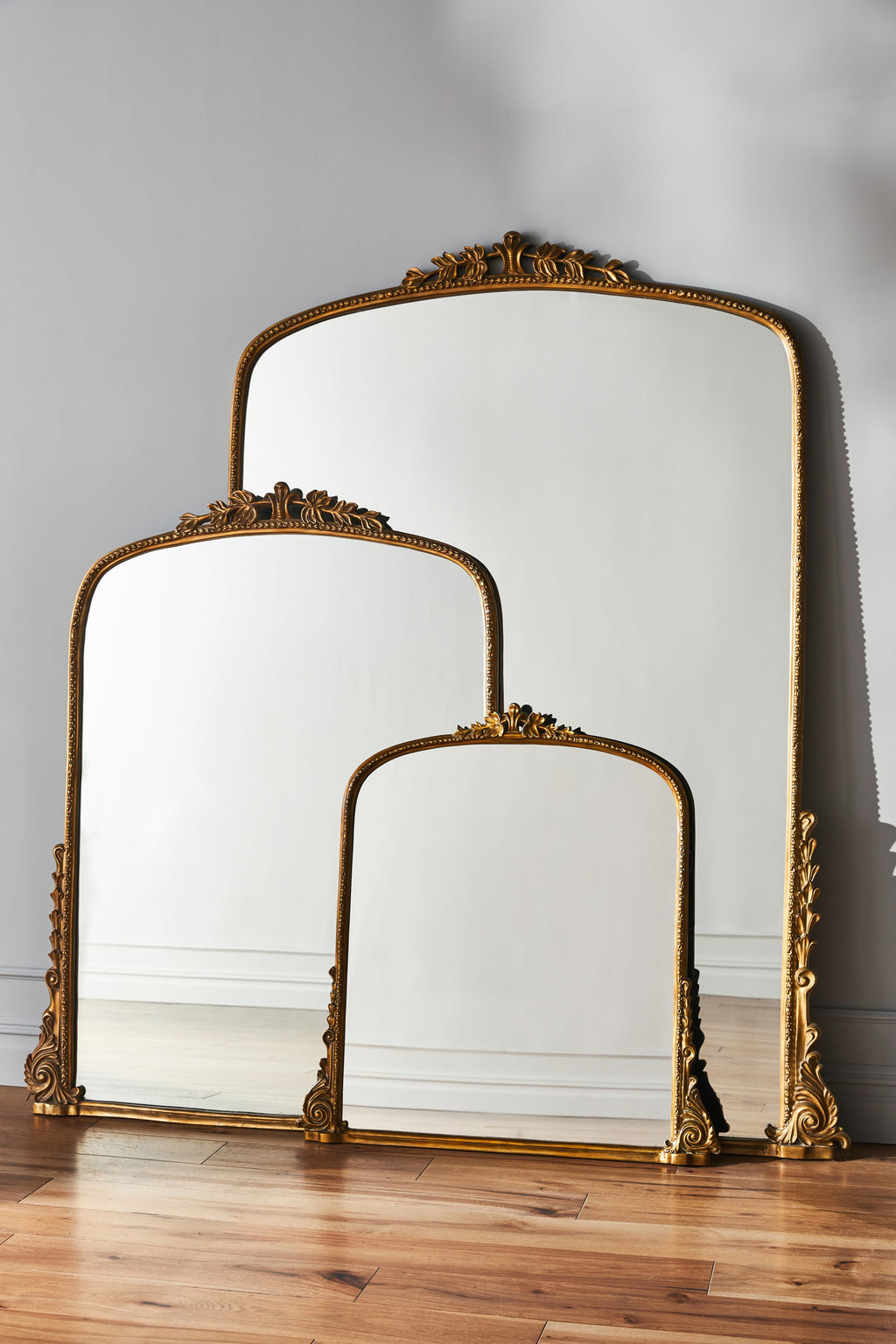 Hekla Oversized Baroque Arched Floor Mirror, 7 ft in Gold, product view 7