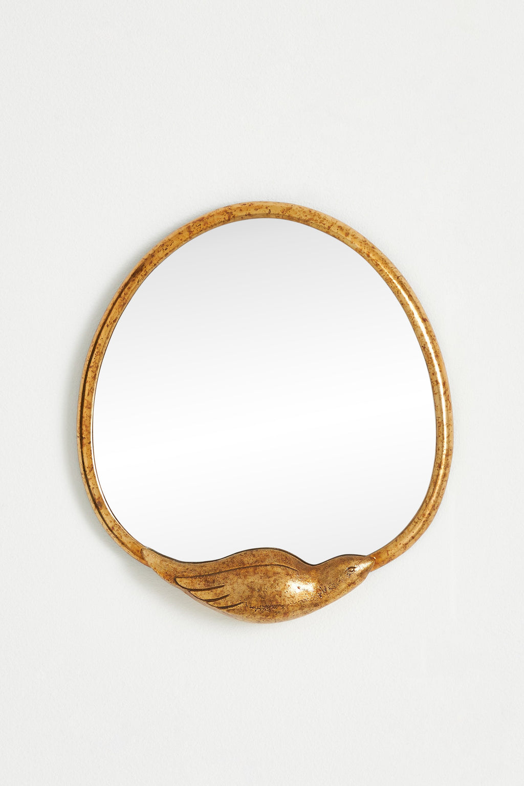 Lundi Brass Bird Petite Round Wall Mirror, product view 2