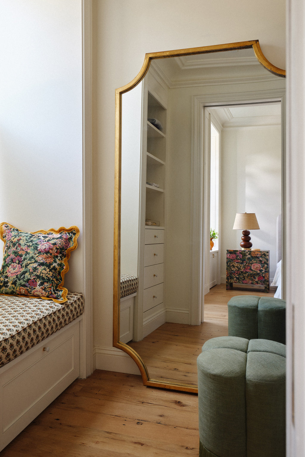 Sif Gilded Notched-Corner Mirror, Wall or Full-Length in 070 Gold, product view 1