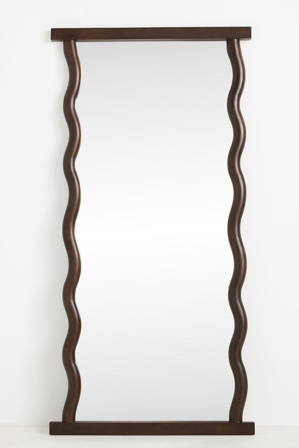 Svala Wavy-Side Black Wood Mirror, Wall or Floor Size in 001 Black, product view 2