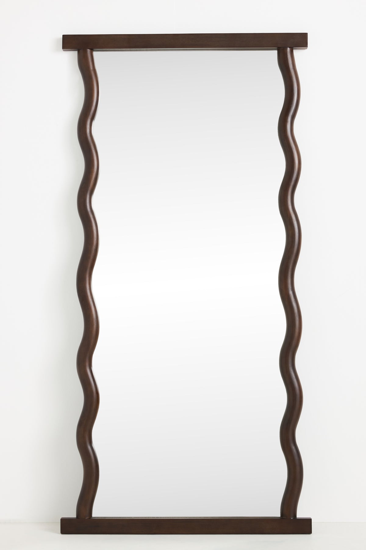 Svala Wavy-Side Black Wood Mirror, Wall or Floor Size in 001 Black, product view 2