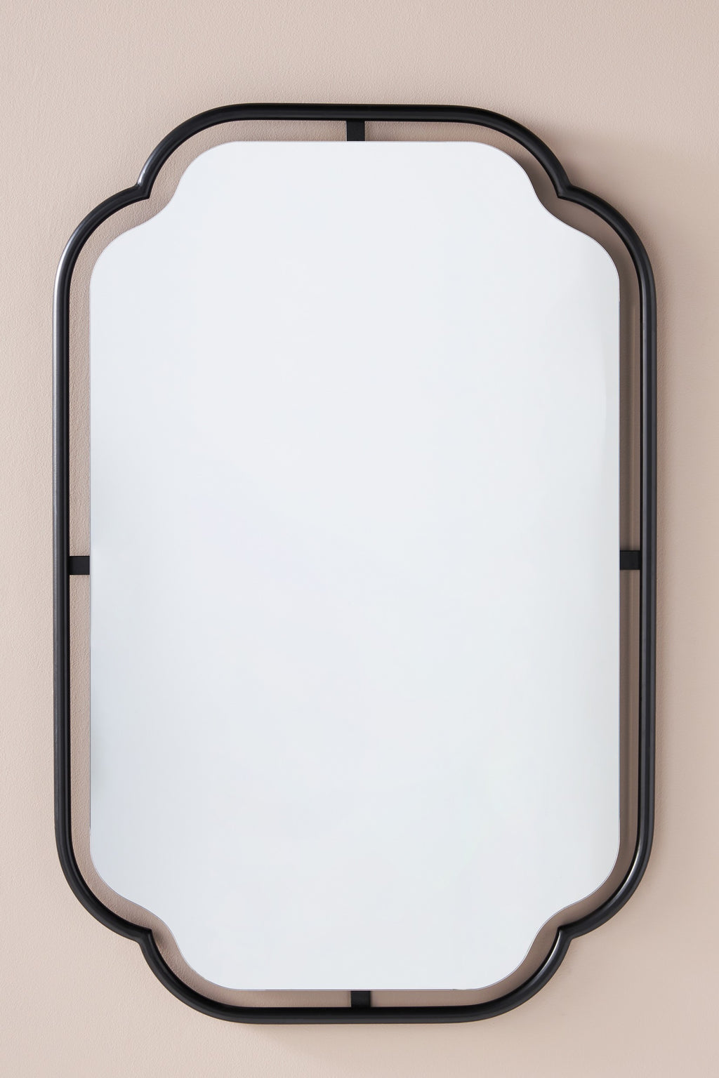Thora Art Deco Metal Bathroom Wall Mirror in Black, product view 2