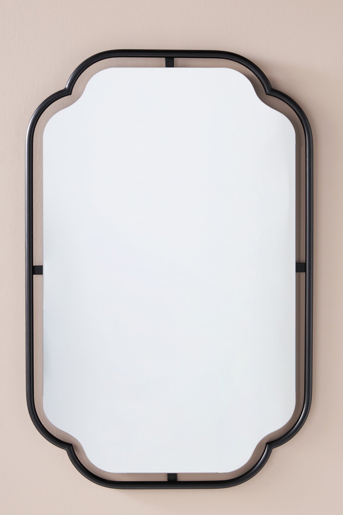 Thora Art Deco Metal Bathroom Wall Mirror in Black, product view 2