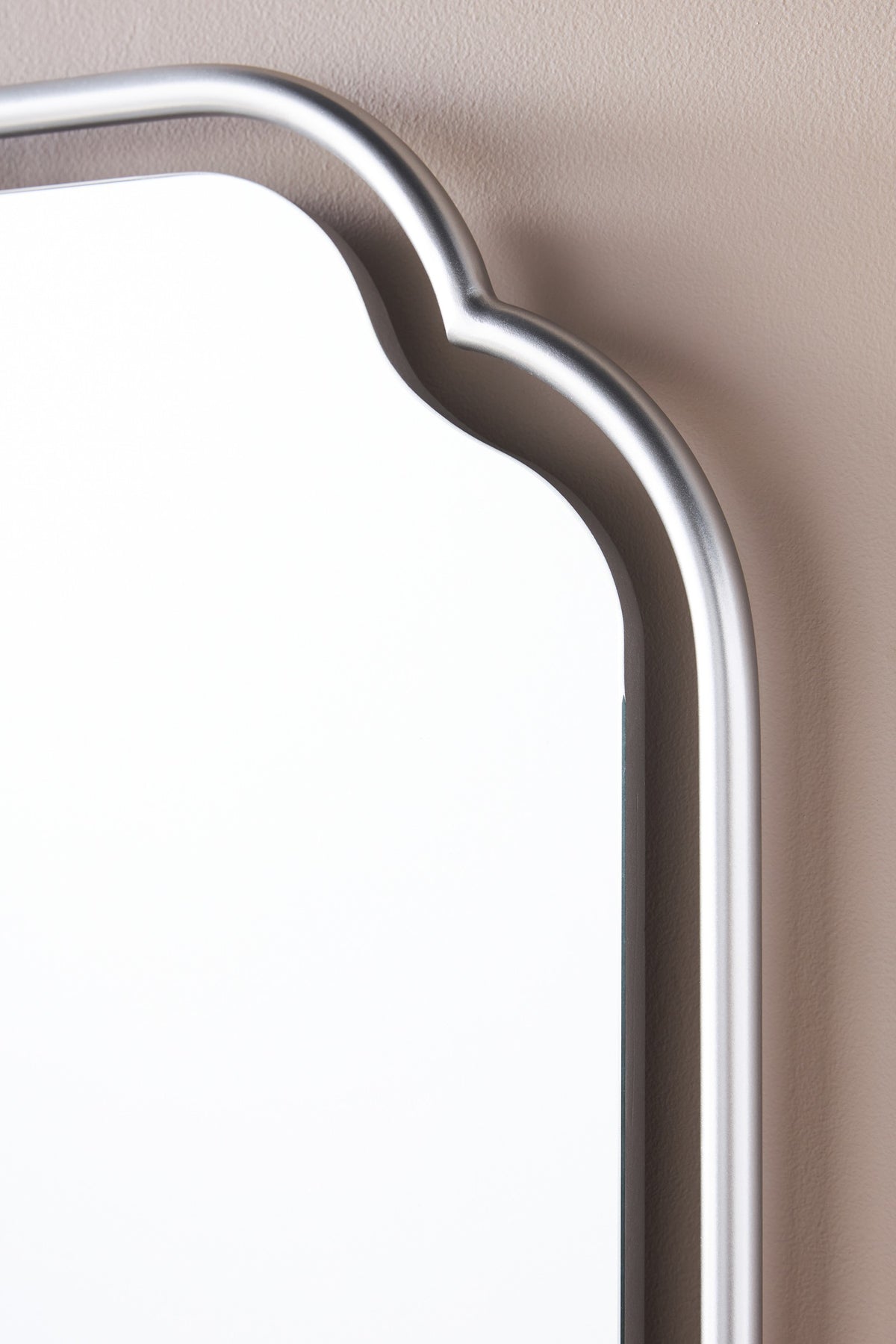 Thora Art Deco Metal Bathroom Wall Mirror in Silver, product view 5
