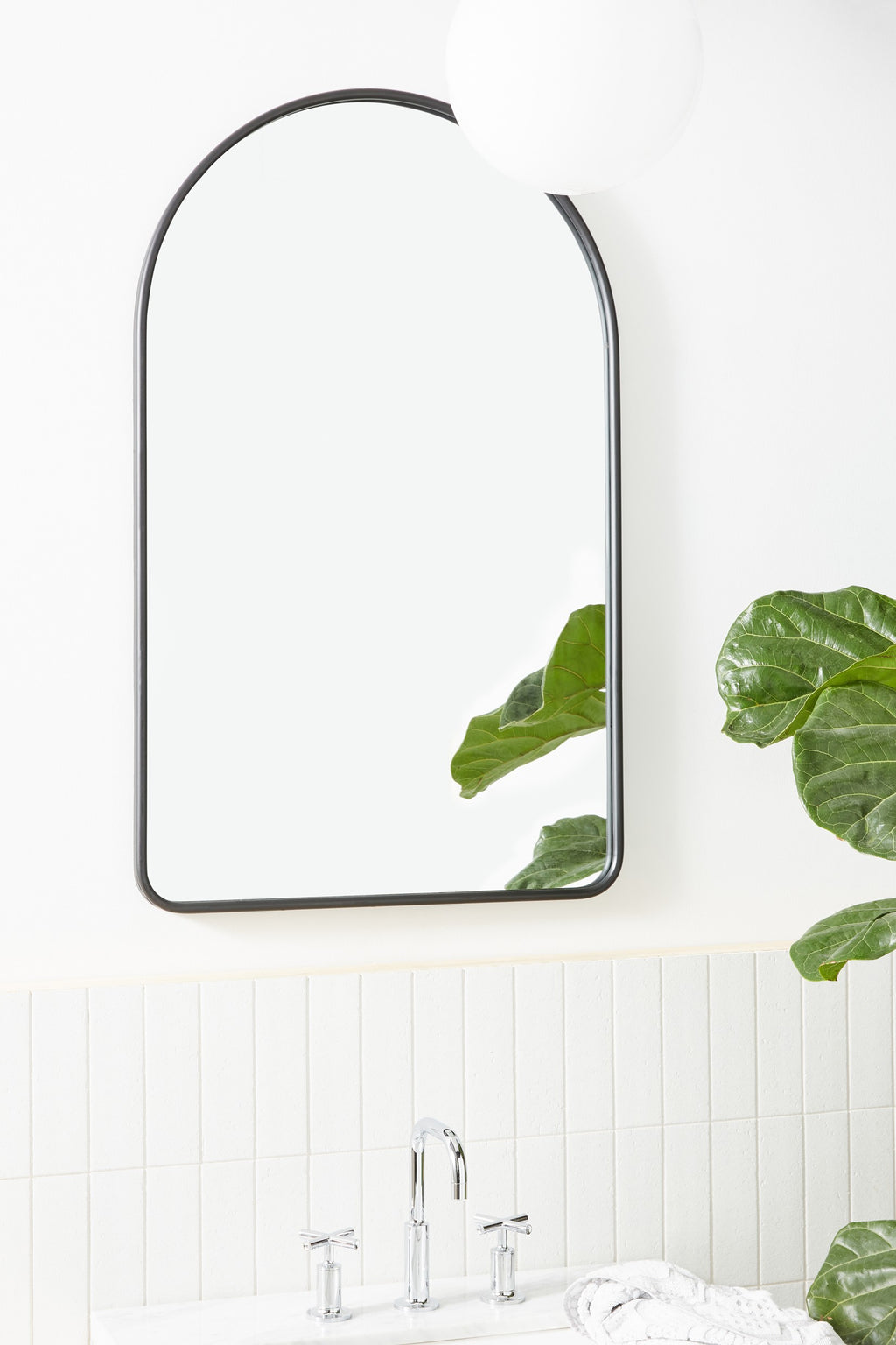 Stilla Thin Metal Arch Wall Mirror, 38 in in 001 Black, product view 1