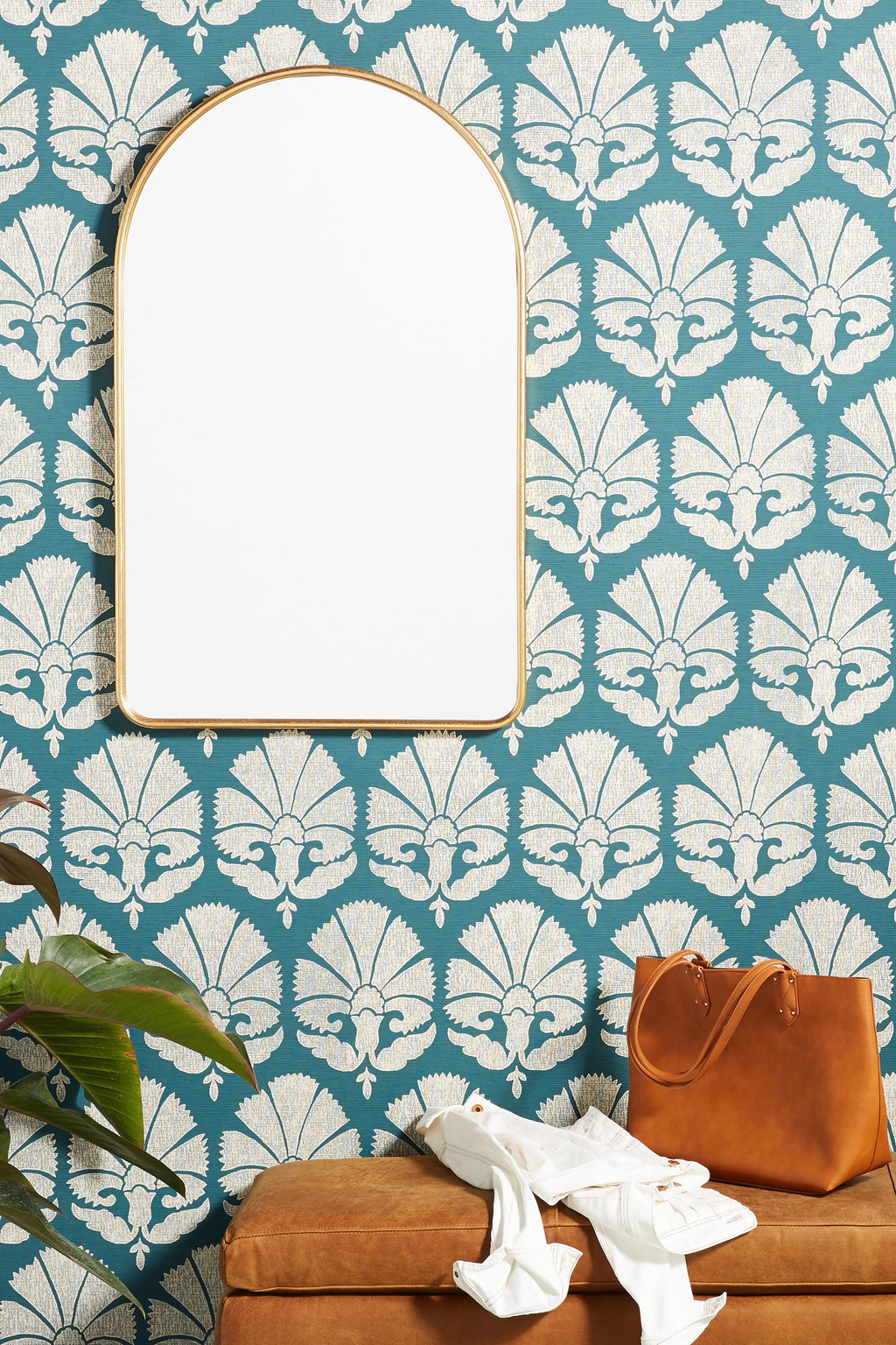 Stilla Thin Metal Arch Wall Mirror, 38 in in 070 Gold, product view 6