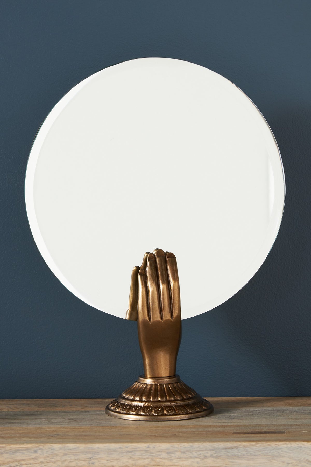 Greip Sculpted Hand Tabletop Vanity Mirror, Bronze Finish in Brass, product view 3