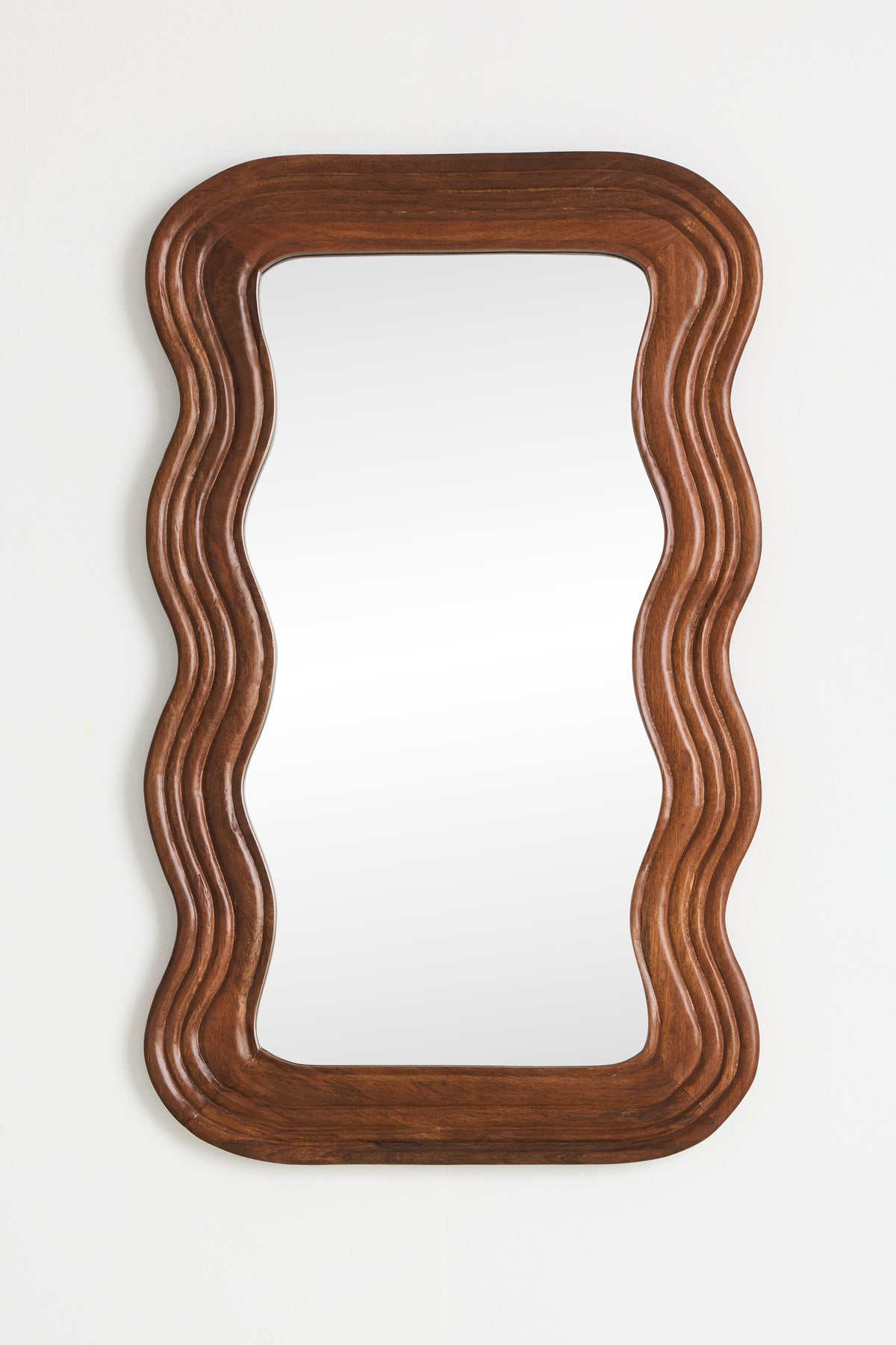 Bylgja Wavy Hardwood Mirror, Wall or Floor Sizes in Brown, product view 5
