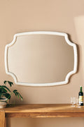 Fonn Textured White Scalloped-Corner Wall Mirror in 010 White, product view 1