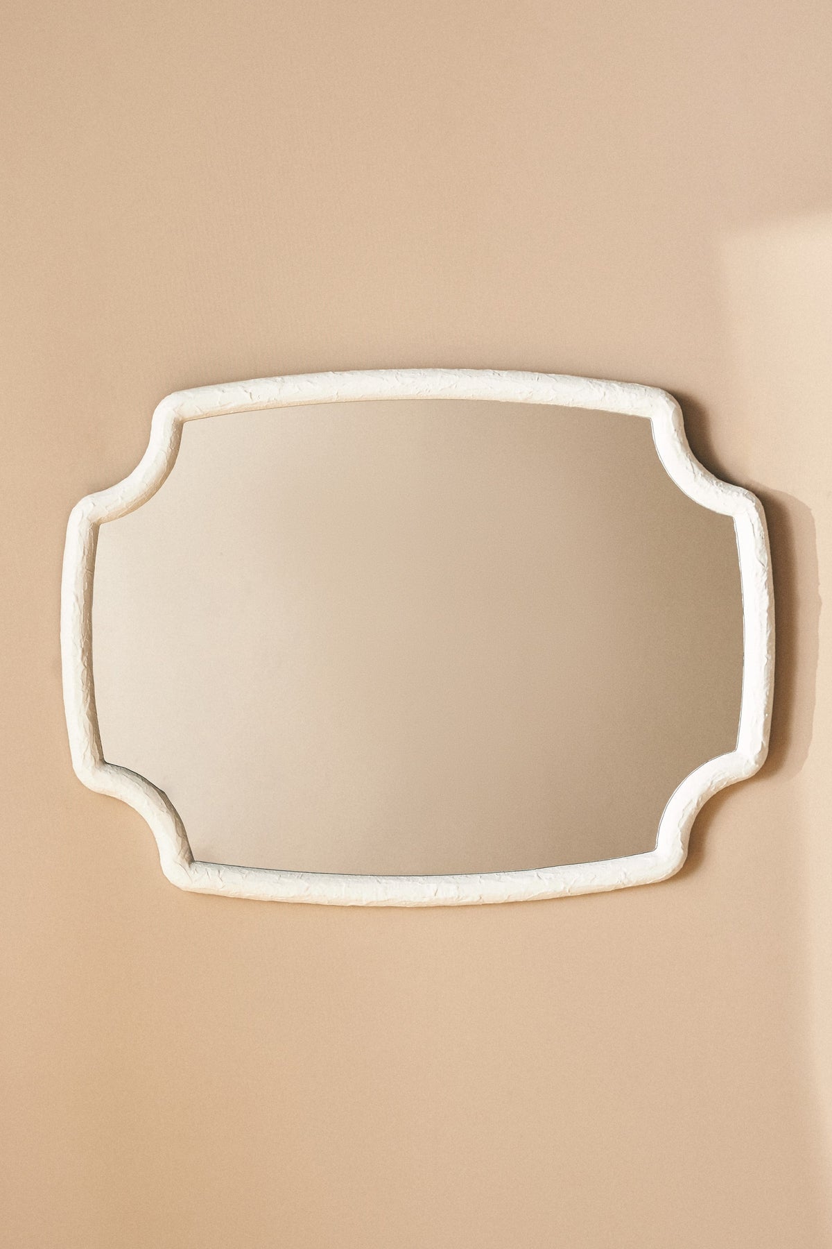 Fonn Textured White Scalloped-Corner Wall Mirror in 010 White, product view 2