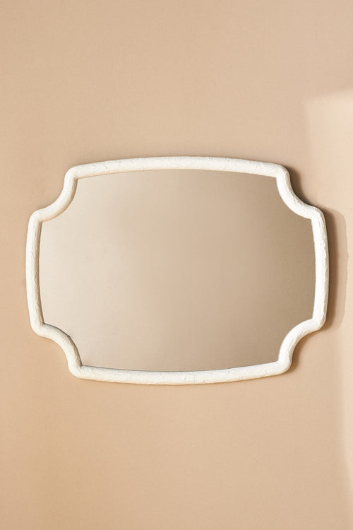 Fonn Textured White Scalloped-Corner Wall Mirror in 010 White, product view 2