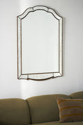 Arfur Antiqued Glass Border Arched Wall Mirror in 070 Gold, product view 1