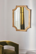 Reyr Rattan-Wrapped Notched-Corner Wall Mirror in 070 Gold, product view 1