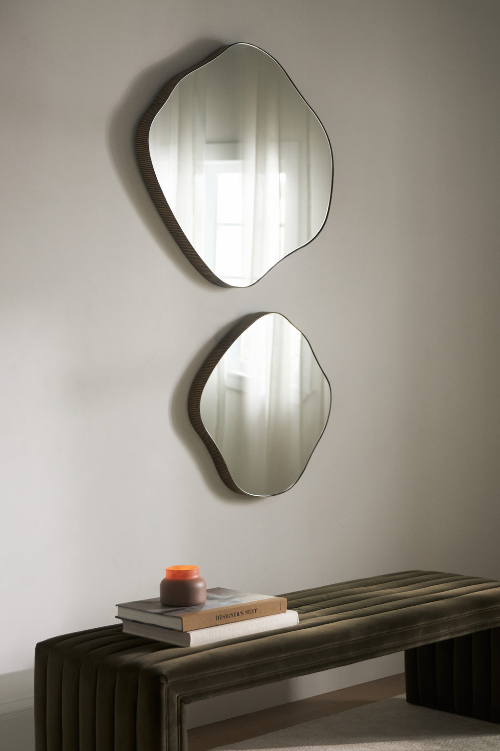 Myra Organic Wall Mirror with Ribbed Edge in 070 Gold, product view 1