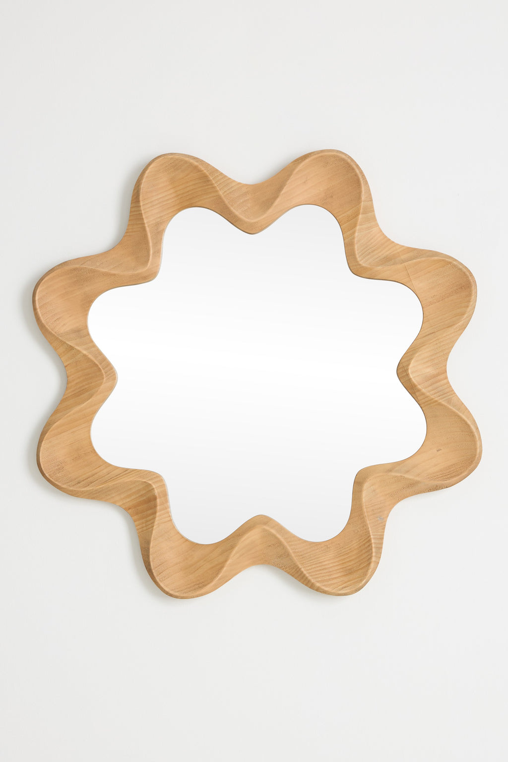 Rosa Wavy Scalloped Wood Round Wall Mirror, 36 in in 020 Brown, product view 2
