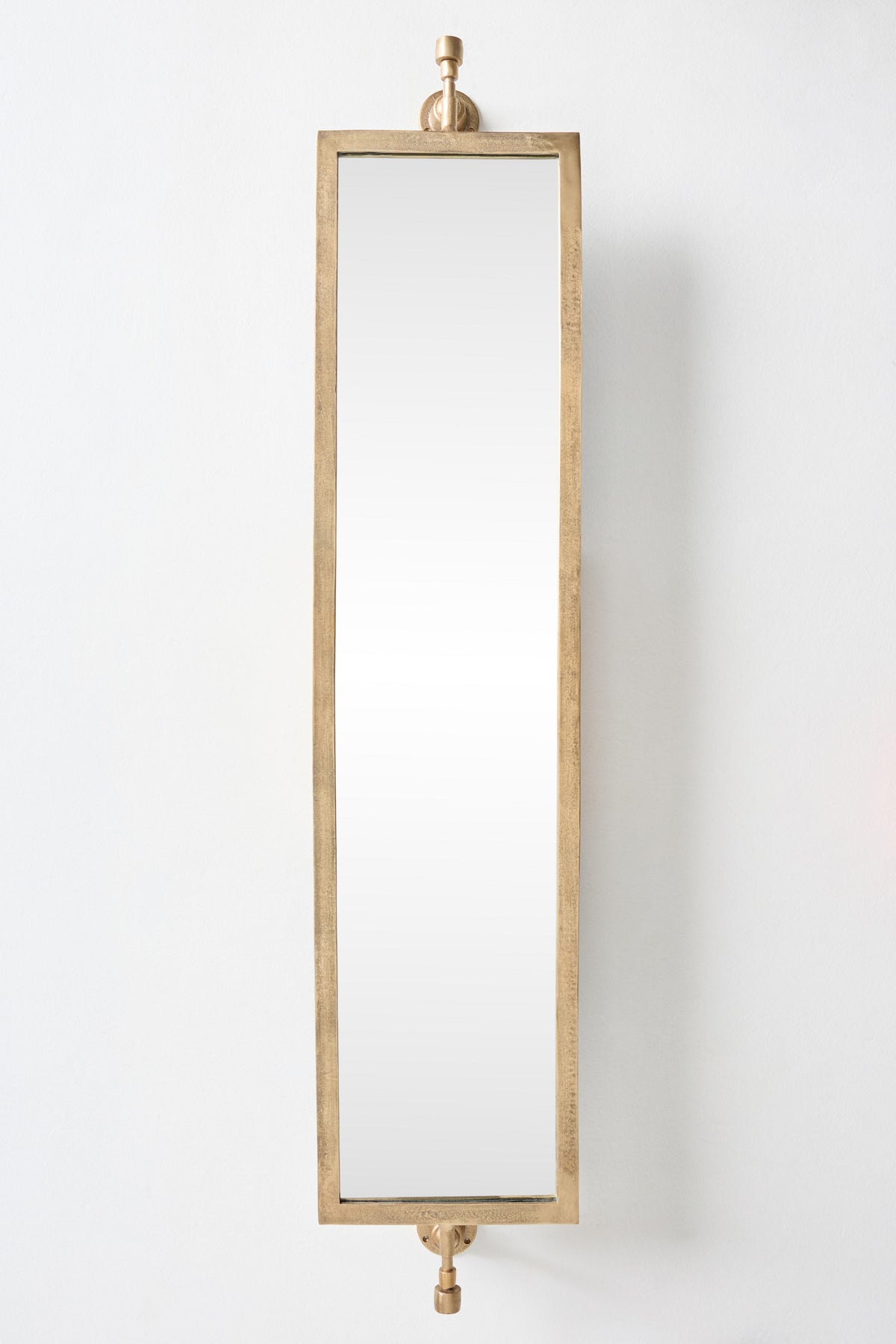 Eldur Brutalist Metal Full-Length Wall Mirror, Gold-Plated in Bronze, product view 1
